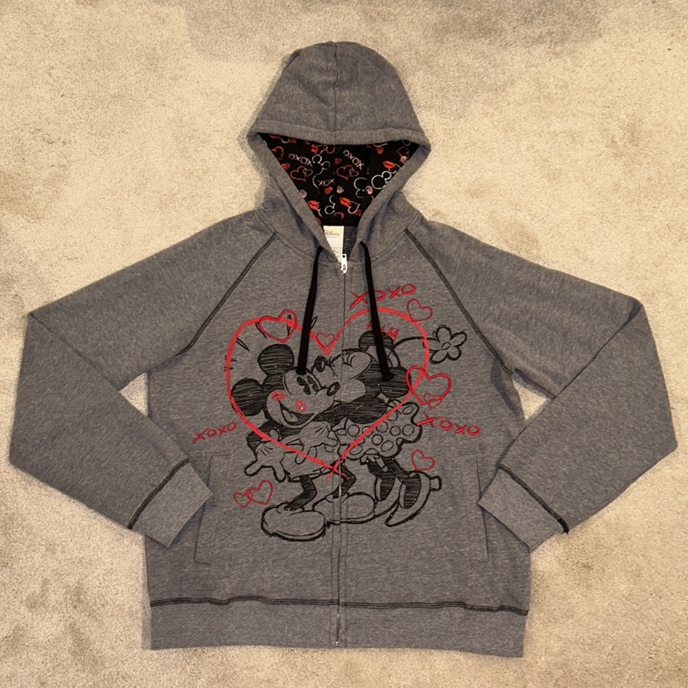 Vintage Disney Minnie & Mickey Valentine's Day love zip up hoodie - Picture 1 of 7